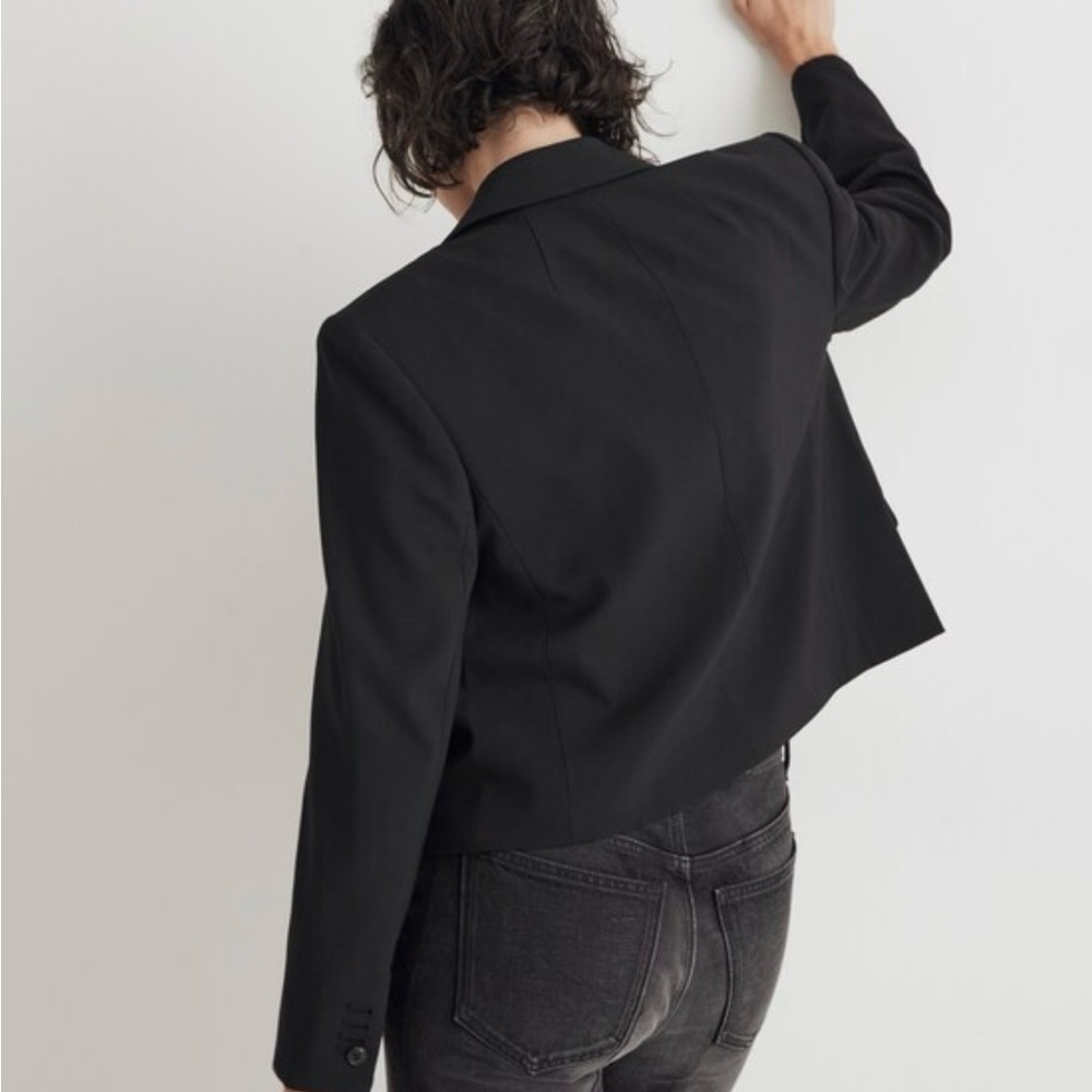 Madewell Black Cropped Double-Breasted Blazer - Picture 2 of 11